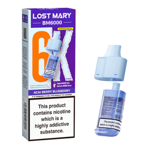 Acai Berry Blueberry – Lost Mary BM6K – prefilled pod refills (Acai Berry Blueberry Lost Mary BM6000 Refill Pack)